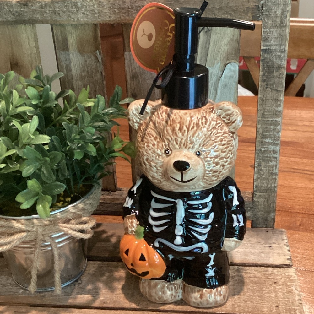 Halloween Teddy Bear Skeleton Soap Pump